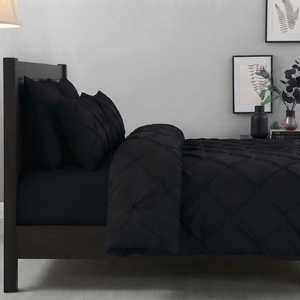 Black Pintuck <b>Quilt</b> Cover 3 Piece 100% Cotton T-150 All Season Home Use Simple Style - Product Image 2