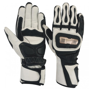 Gants de moto en cuir, gants de conduite à doigts entiers, gants de protection pour le cyclisme, la course et les sports, pour hommes, avec protection des articulations et des poignets - Product Image 1