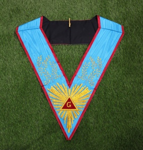 Hand Embroidered Masonic Grand Officer <b>Collar</b> with Gold Bullion Embroidery | Freemason Regalia - Product Image 4