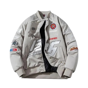 Blouson Bomber Homme Style Course Multi-Patch Brodé Lettres Vintage Streetwear Hip Hop Grande Taille Hiver - Product Image 2