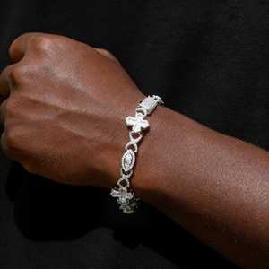 <b>Cross</b> Eye <b>Bracelet</b> 925 Sterling <b>Silver</b> VVS Round Cut Moissanite Diamond Iced Out Baguette Cut Hip Hop Luxury Link <b>Bracelet</b> - Product Image 5