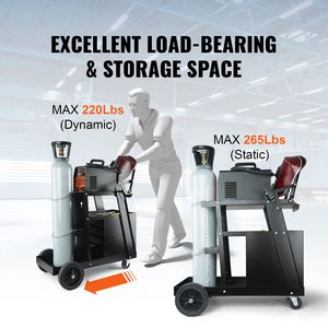 Carrello per saldatura a 2 livelli con 4 cassetti, ruote girevoli a 360 gradi, capacità di carico 120 kg, contenitore per bombole e catene di sicurezza per lo stoccaggio - Product Image 3