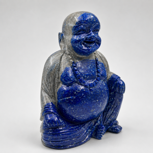 Estatua de Buda Sonriente de Lapislázuli Natural, Tallada a Mano, Buda de Cristal Azul, Decoración Feng Shui para el Hogar, Regalo de Meditación - Product Image 4