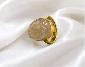 Bague en quartz rutilé doré naturel plaqué or Ha Gems, forme ovale, qualité AAA, unisexe, prix de gros, pierre de naissance de mai - Product Image 2