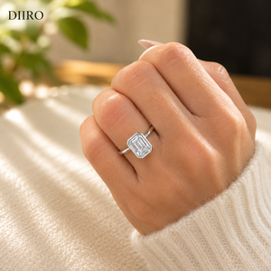 Bezel <b>Emerald</b> Cut Diamond Engagement <b>Ring</b> 925 Sterling <b>Silver</b> Wedding Women Gift <b>Ring</b> Moissanite Jewelry - Product Image 1