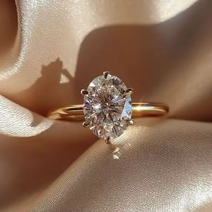 Anillo de Compromiso de Oro de 14K con Diamante Cultivado en Laboratorio de Corte Elegante de 2ct, Diseño Simple de Lujo, Certificado IGI para Mujer, Color D, Joyería de Regalo - Product Image 1