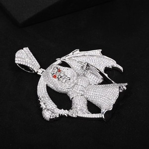 Colgante de Dragón Iced Out de Plata 925 con Moissanita de Corte Brillante Redondo, Estilo Hip Hop, Forma de Animal, para Uso Diario, Amuleto Religioso - Product Image 2
