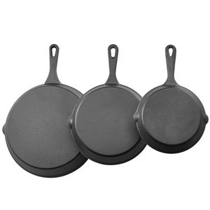 Set di 3 Padelle in Ghisa Resistenti (6, 8, 10 Pollici) con Manici Resistenti al Calore, Pre-Stagionate, per Fornelli a Gas - Product Image 1