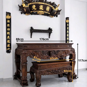Oferta Especial: Altar Ancestral Rectangular de Madera Reutilizable Tam Viet A12 Chiuliu, Tallado a Mano, de un Solo Nivel (176 x 88 x 127 cm) - Product Image 6