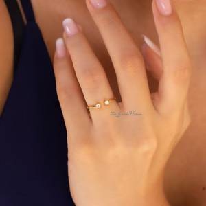 925 Sterling Silver Open <b>Ring</b> in Sterling Silver Silver or Gold <b>Adjustable</b> Geometric Minimalist CZ <b>Ring</b> Engagement Daily Party - Product Image 1