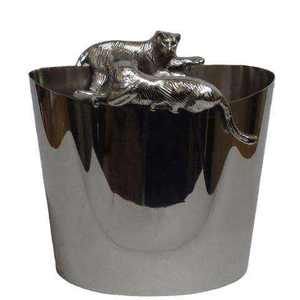Seau à glace en acier inoxydable avec motif panthère, rond, vintage, pour fêtes, résistant à la rouille, bac à boissons - Product Image 1