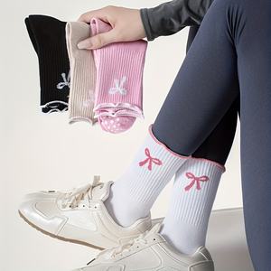 Nouvelles chaussettes tendance pour femmes avec logo personnalisé, respirantes, antibactériennes, écologiques, à nœud, antidérapantes et confortables, longueur mi-mollet - Product Image 6