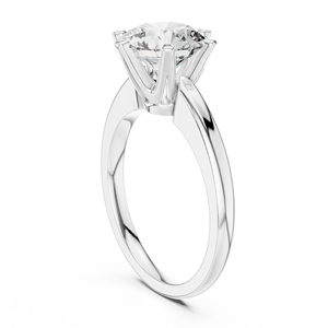 Bague de fiançailles solitaire en moissanite taille ronde, en argent sterling 925, classique, à 6 griffes, pour femme - Product Image 4