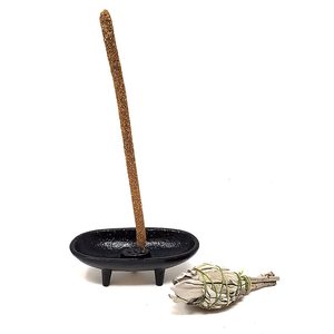 Private Label Black Cast Metal Incense Holder Bowl Oval 3 Leg <b>Smudge</b> Bowl <b>Stick</b> Cone Burner Manufacturer - Product Image 6