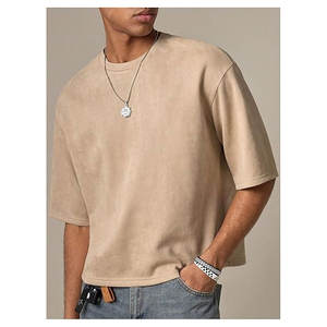 Camiseta corta para hombre, corte holgado, con estampado gráfico de números, manga corta, cuello redondo, camisa de gamuza sintética, estilo casual y urbano - Product Image 2