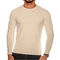 T-shirt à manches longues en coton 100% tricoté uni, imprimé avec logo personnalisé pour homme, respirant, vêtements décontractés, fournisseur OEM