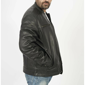 Black <b>Leather</b> <b>Jackets</b> <b>Men</b> Slim Fit High Street Stand Warm PU Fabric Casual Outerwear Winter Fashion Wholesale Clothing Offer - Product Image 6