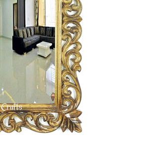 Miroir mural encadré brillant en bois Miroir rustique de porte pour mur Cadre en bois naturel et support de suspension attaché par AYAANS - Product Image 2