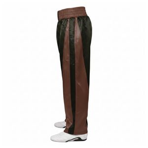 Pantalon de sport marron avec empiècements latéraux pour entraînement MMA, kickboxing, arts martiaux – Pantalon d'entraînement professionnel en satin pour la lutte - Product Image 3