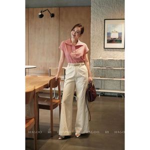 Chemisier A8157 pour femme, style vintage simple, rayé, à manches courtes, boutonné, coupe classique, chemise d'été décontractée, idéale pour le bureau ou les vacances - Product Image 2