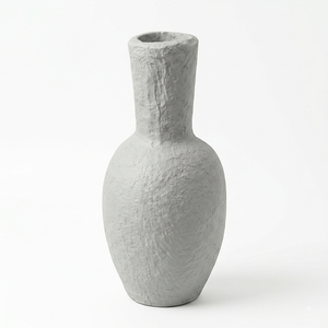 Vase de sol haut en papier mâché rustique avec deux poignées en boucle, pot à fleurs texturé couleur terre, décor Wabi Sabi - Product Image 2