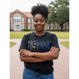 T-shirt noir 1920 avec lettres en cuir de crocodile pour femme, 100 % coton, vêtements de sororité Zeta Phi Beta, anniversaire, héritage, mode - Product Image 3