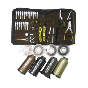 Multi Function Hair Extension Kit Crimping Plier Hair Pulling Hook <b>Beads</b> Reel <b>Thread</b> Hair Sectioning Clips and Scissor - Product Image 2
