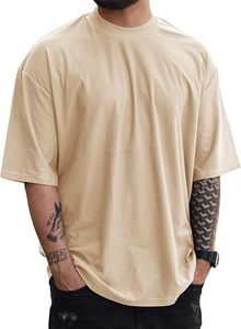 เสื้อยืดโอเวอร์ไซส์ผ้าฝ้ายแท้ 100% น้ำหนัก 220 กรัม พิมพ์ลายตามสั่งที่ไหล่ สไตล์ฮิปฮอป ไซส์พลัส ผ้าฝ้ายแท้ 100% ทรงบ็อกซี่ สำหรับผู้ชาย - Product Image 1