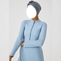 Burkinis Islamiques Premium 2026 pour Femmes, Maillot de Bain Musulman Entièrement Couvrant 2 Pièces Imprimé, Bas Échancré avec Fermetures Éclair Avant