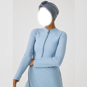 Traje de Baño Musulmán Premium 2026 para Mujer, Completamente Cubierto, de 2 Piezas, Estampado, Burkini Islámico, Corte Alto, Cremalleras Delanteras - Product Image 2
