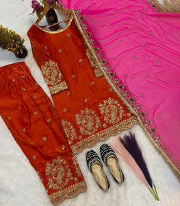 Nuevo Conjunto de Salwar Kameez de Diseñador para Mujer, con Bordado de Poliéster, Top y Dupatta, para Fiesta, Tendencia Diwali, Tradicional, Venta al Por Mayor - Product Image 2