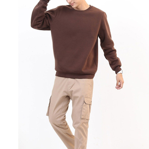 Custom Men's Pullover Sweatshirt Crewneck Solid 100% Cotton Fleece Breathable Short Sleeves for Winter - Product Image 5