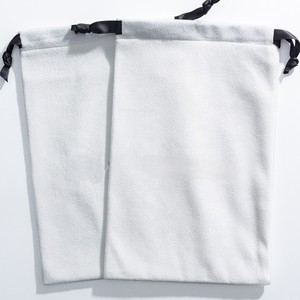 Sac d'emballage blanc imprimé avec cordon de serrage, fermeture élastique en cordon noir, tissu doux en polyester/coton, résistant à l'eau, écologique - Product Image 6