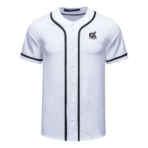 เสื้อเบสบอลสีดำแบบกำหนดเองพร้อมแถบสีขาว ปิดด้วยกระดุม ชุดทีม เสื้อกีฬา-ขายส่ง OEM - Product Image 4