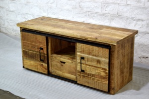 Mueble de TV de madera de mango macizo de calidad superior moderno, cajón de almacenamiento Industrial Natural para el hogar, sala de estar de estilo granja - Product Image 3