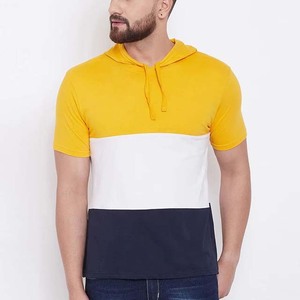 เสื้อฮู้ดแขนสั้นผู้ชายสำหรับฤดูใบไม้ผลิและฤดูร้อน ผ้าฟลีซ 100% ผ้าฝ้าย ระบายอากาศได้ดี เป็นมิตรกับสิ่งแวดล้อม ปักลายเรียบๆ ย้อมสีพื้น สามารถปรับแต่งสีได้ - Product Image 1