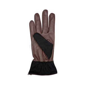 Leather Winter <b>Gloves</b> Zip Cuff Soft Lined Contrast Brown Black Driving <b>Work</b> Outdoor Cold Weather <b>Gloves</b> - Product Image 2