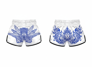 Shorts de Muay Thai personnalisés de haute qualité, imprimés par sublimation, avec nom de marque, coupe ample, pour entraînement de kickboxing - Product Image 2