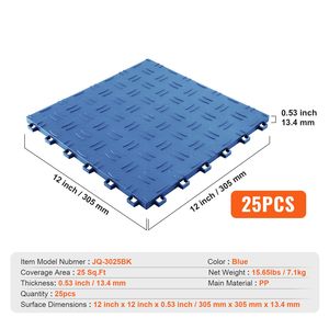 Set di 25 Piastrelle Incastrabili 12 X 12 X 0,53 Pollici per Pavimento del Garage, Antiscivolo con Texture su Entrambi i Lati, in PP per Migliorare il Pavimento del Garage - Product Image 5