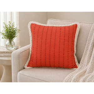 Premium 100% Cotton Embroidered <b>Cushion</b> <b>Cover</b> with Contrast Scalloped Trim | Decorative Pillow <b>Cover</b>, Living Room & Home - Product Image 6