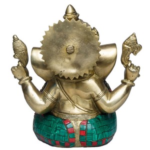 Hot Sale Luxury Handmade Gold-Plated Brass Ganesh Sculpture (Modern Antique) for Hindu <b>Temple</b> Worship Meditation Space Use Good - Product Image 3
