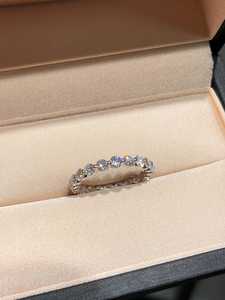 East West Moissanite Round Cut Full <b>Eternity</b> Band <b>Ring</b> For Unisex Original 925 <b>Silver</b> Fine Wedding Birthday Party Gift For Her - Product Image 6