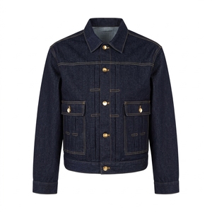 Blouson en jean personnalisé pour homme, délavé, patchwork, effet usé, multi-poches, fermeture éclair, streetwear, vente en gros B2B, OEM, noir, hiver, fermeture éclair frontale - Product Image 1