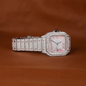 Luxury VVS Moissanite Diamond Diver <b>Watch</b> Stainless Steel Square Case <b>Arabic</b> Dial Numerals Integrated Link Band 100 Bar Water - Product Image 3