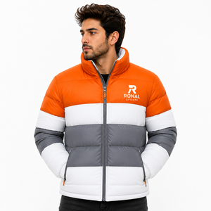 Veste matelassée légère pour homme à col montant, coupe-vent en polyester, fermeture éclair décontractée, coupe régulière, idéale pour l'automne - Product Image 3