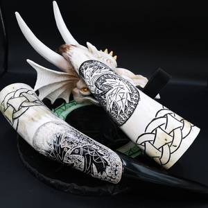 Corne à bière viking polie, faite à la main, de qualité supérieure, écologique, motif marbré, design nordique, réutilisable, Inde - Product Image 1