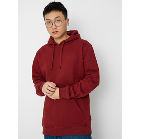 เสื้อสเวตเชิ้ตมีฮู้ดสีแดงสำหรับผู้ชาย ผ้าฝ้ายฟลีซสีพื้น สวมใส่สบายๆ ในฤดูใบไม้ร่วง ทรงปกติ มีกระเป๋า - Product Image 1