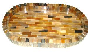 ถาดเสิร์ฟทรงสี่เหลี่ยมผืนผ้าทำด้วยมือฝังฮอร์นเปลือกหอยสไตล์สัตว์ทำเองขนาดขัด - Product Image 4