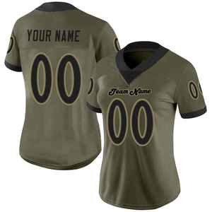 Jersey de Fútbol Americano Personalizado para Mujer, Cuello en V, Malla Sublimada, Transpirable, Ajustado, Manga Corta, Uniforme de Equipo, Verde Oliva - Product Image 1