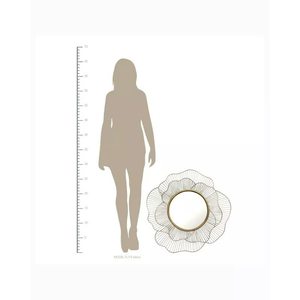 <b>Gold</b> Metal Flower Shaped Decorative Wall <b>Mirror</b> | Elegant Round Sunburst Style <b>Mirror</b> for Home Living Room Bedroom Entryway Wall - Product Image 3